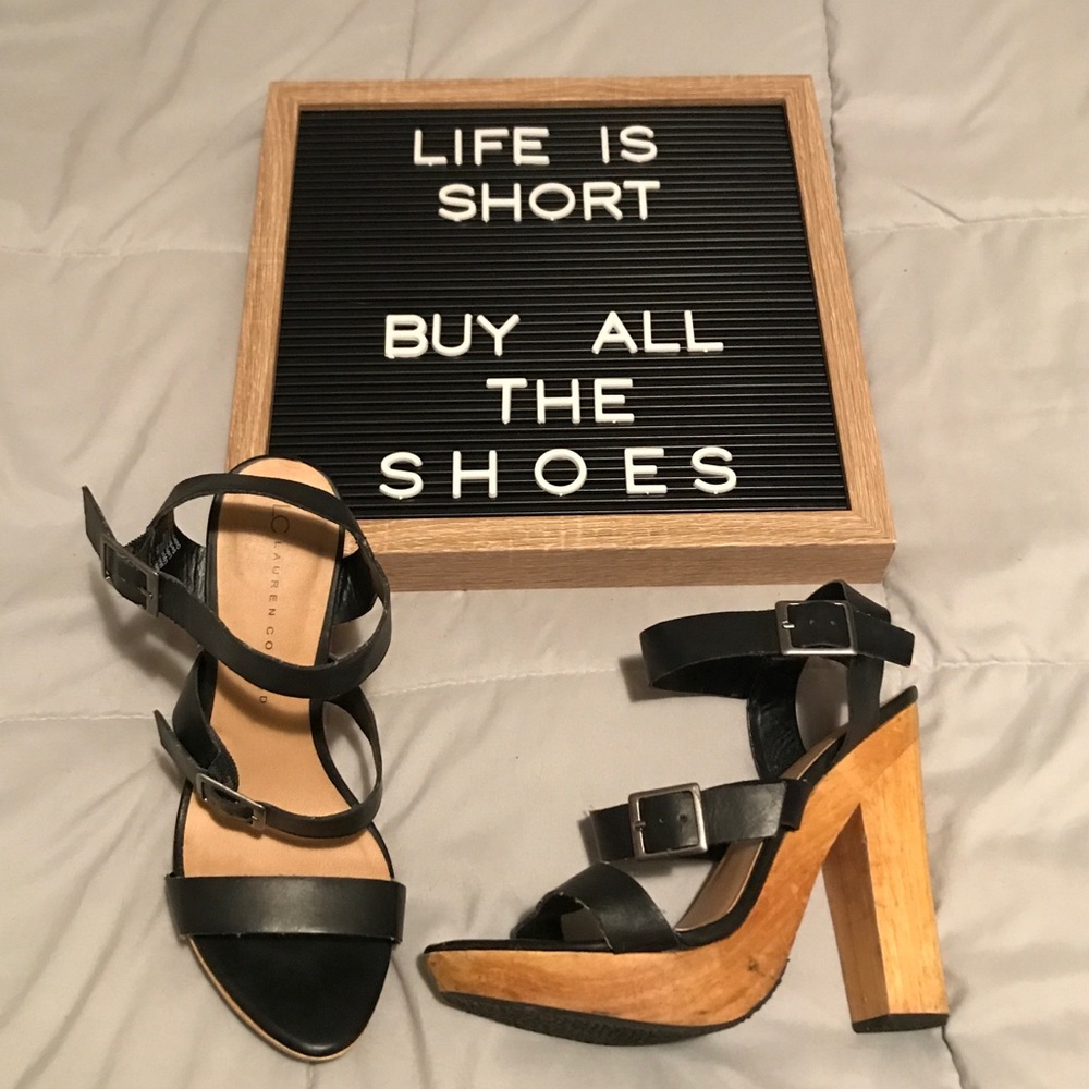 Lauren Conrad Black And Wood Platform Heels